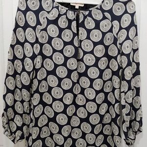 Tory Burch womens gray polo shirt long sleeve logo button pima cotton (used)